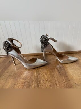 INC International Concepts Silver Crystal Bow Stiletto Heels